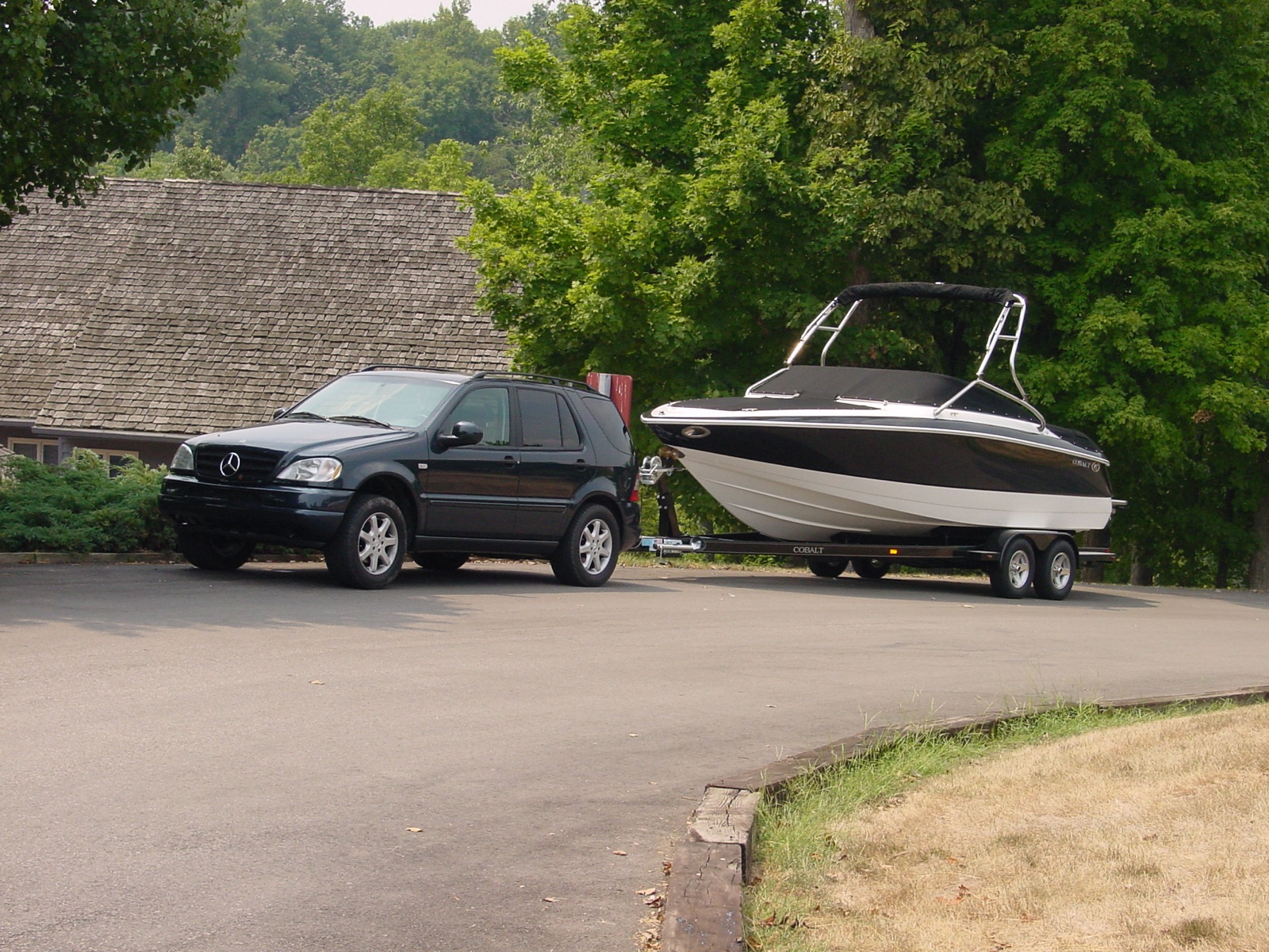 The new Cobalt 240 on its trailer at Harbour Pointe