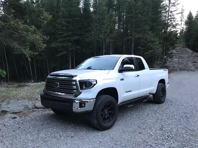 The totaled Toyota Tundra near Glacier National Park during the drive home